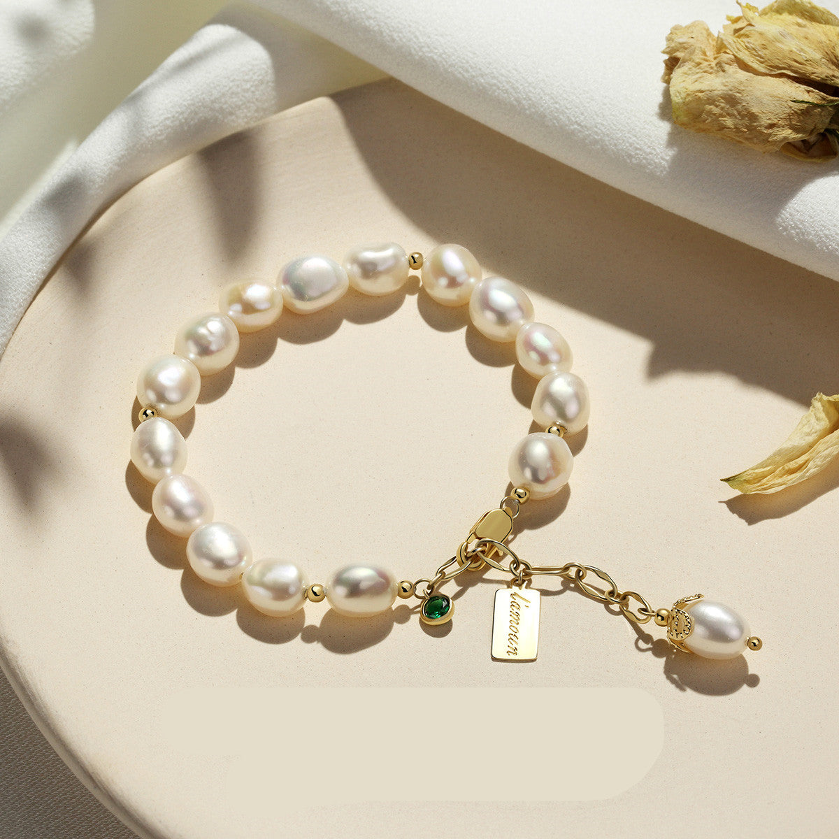 braccialetto Saint Denis in perle naturali con zirconi